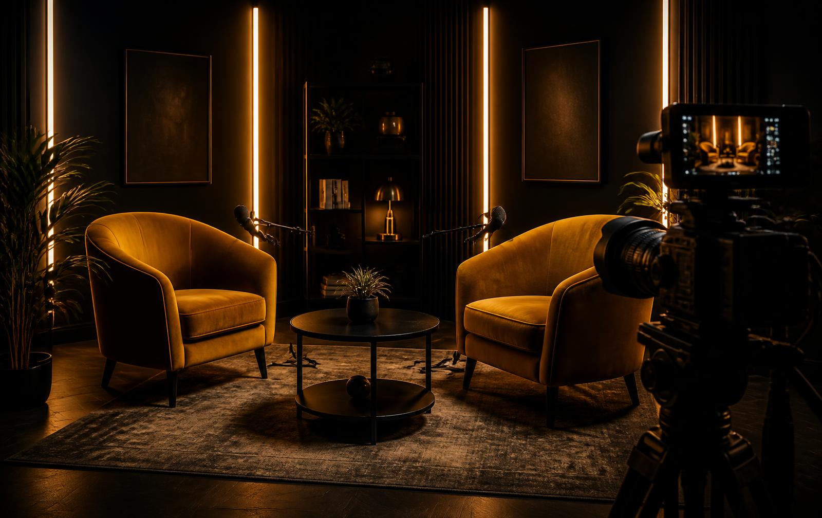 Quantum Creators podcast studio set with cameras and lighting